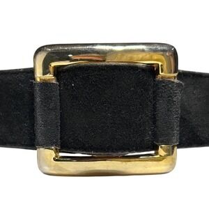 The Ritz Accessory Collection Black Suede Leather Gold Buckle M/L (up to 34")